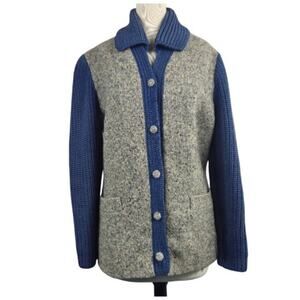 Vintage 1970s Pure Virgin Wool Irish Tweed Cardigan Jacket Sweater